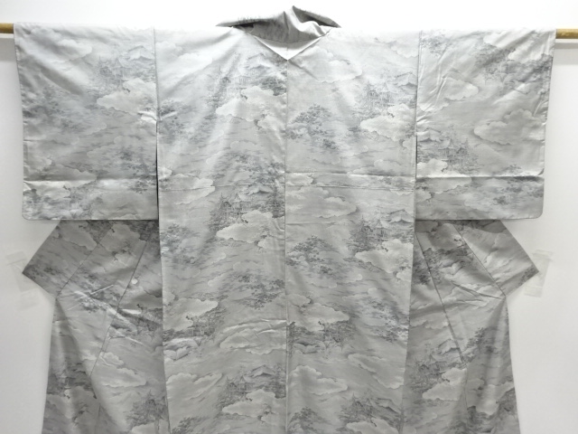  雲に清水寺模様織り出し本場大島紬着物